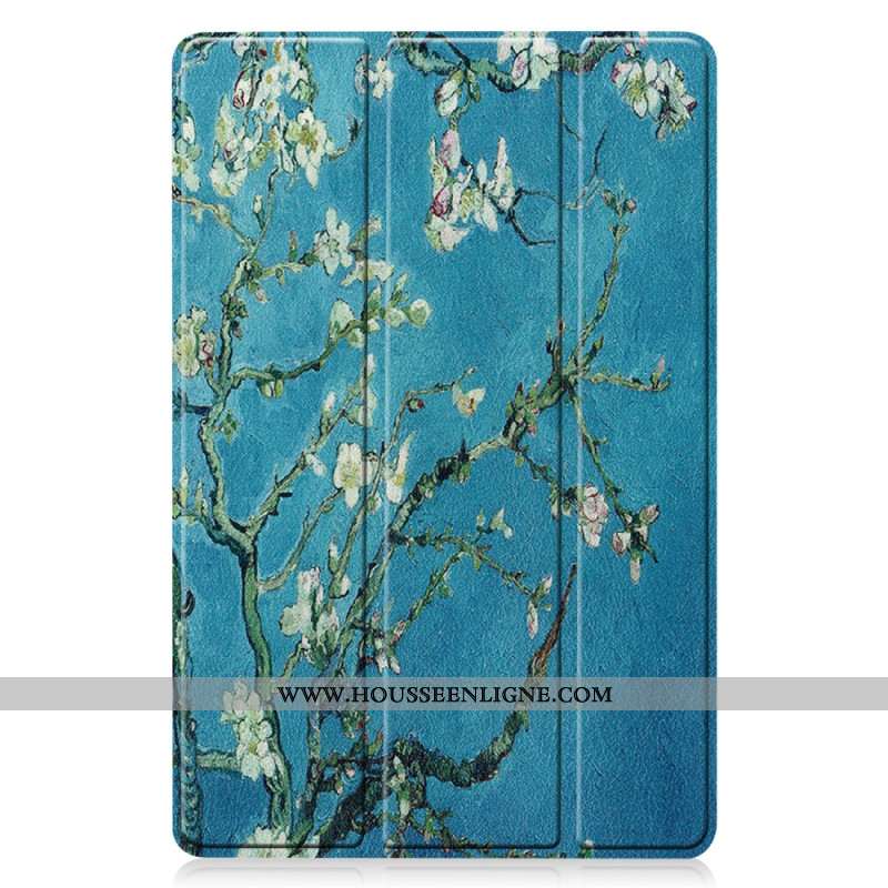 Smart Case Samsung Galaxy Tab S10 Lite Renforcée Porte-Stylet Branches Fleuries