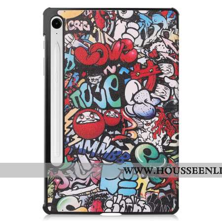 Smart Case Samsung Galaxy Tab S10 Lite Renforcée Porte-Stylet Graffiti