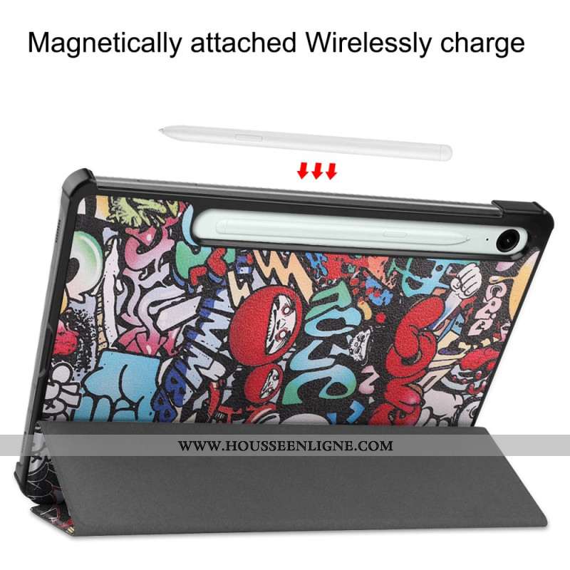 Smart Case Samsung Galaxy Tab S10 Lite Renforcée Porte-Stylet Graffiti