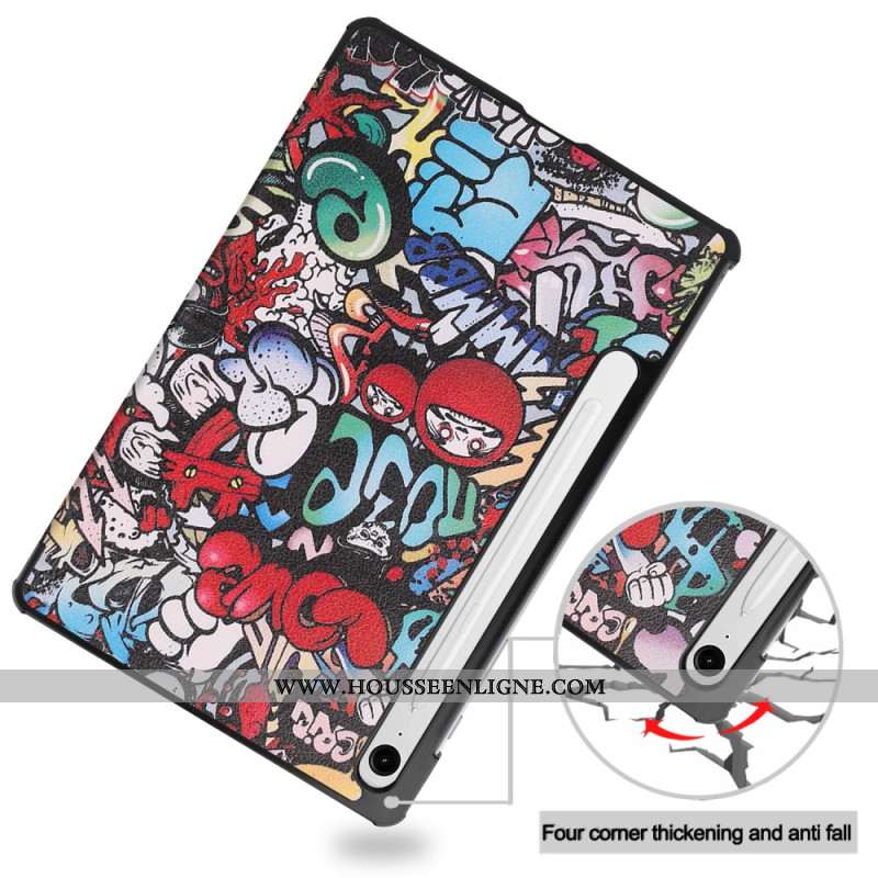 Smart Case Samsung Galaxy Tab S10 Lite Renforcée Porte-Stylet Graffiti