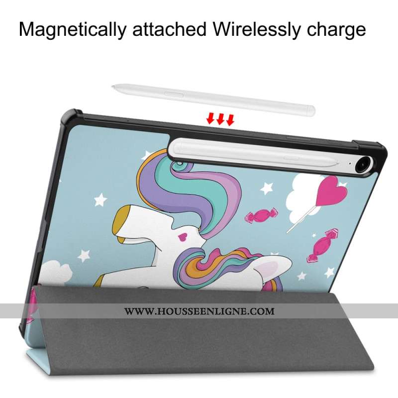Smart Case Samsung Galaxy Tab S10 Lite Renforcée Porte-Stylet Licorne