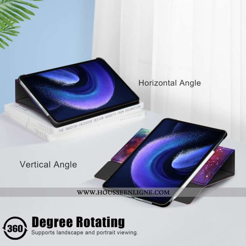 Smart Case Xiaomi Pad 6 Pro Rotative Porte-Stylet Galaxie