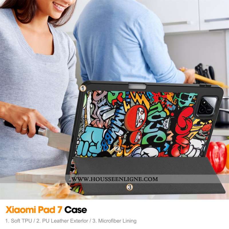 Smart Case Xiaomi Pad 7 / Pad 7 Pro Porte-Stylet Graffiti