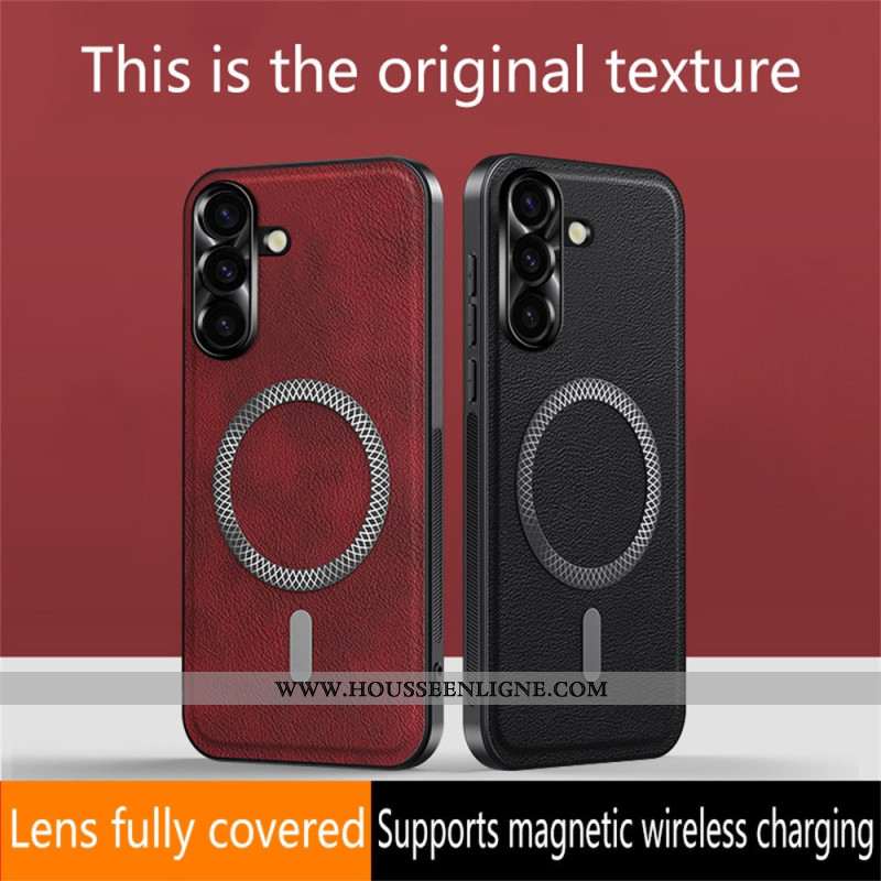 pour Samsung Galaxy S26 Cadre Métal pour Objectif Effet Cuir