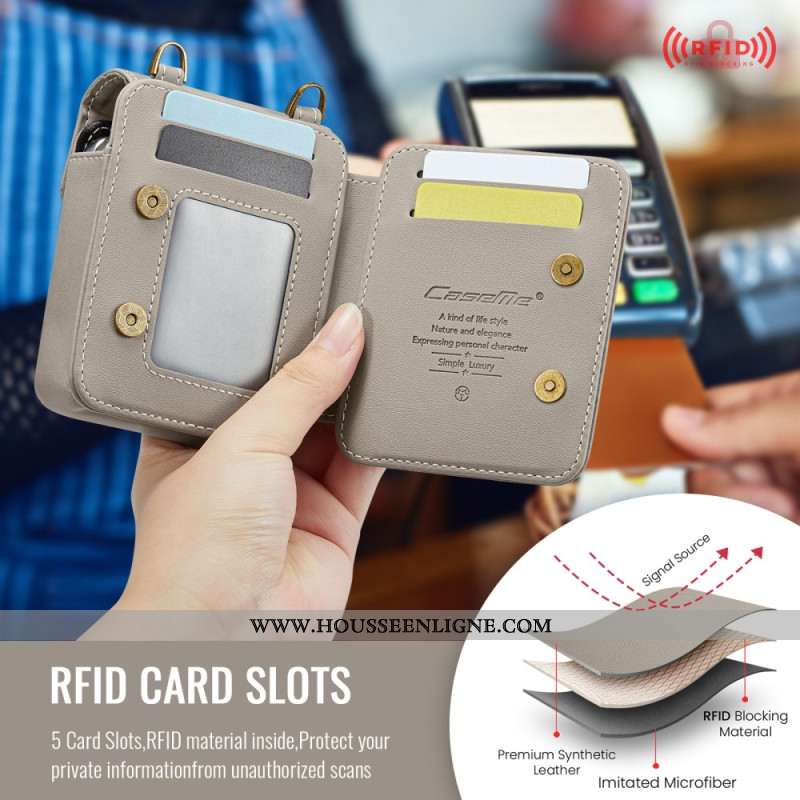 Étui Portefeuille RFID pour Samsung Galaxy Z Flip Bandoulière