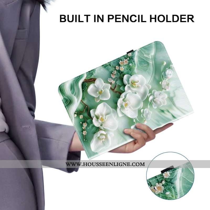 Étui Samsung Galaxy Tab S10 FE / S9 / S9 FE Motif Fleur de Jade