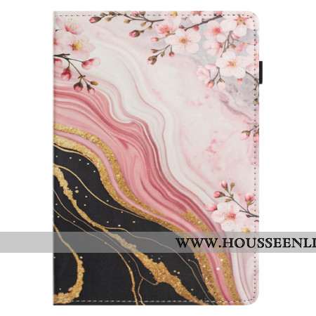 Étui Samsung Galaxy Tab S10 FE / S9 / S9 FE Motif Floral Marbre