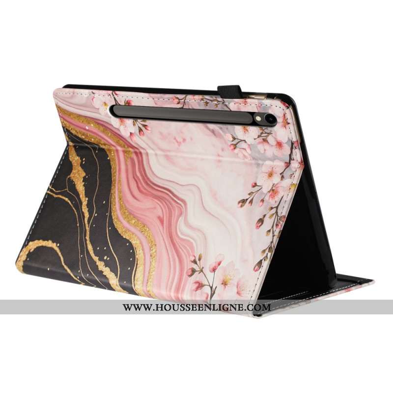 Étui Samsung Galaxy Tab S10 FE / S9 / S9 FE Motif Floral Marbre