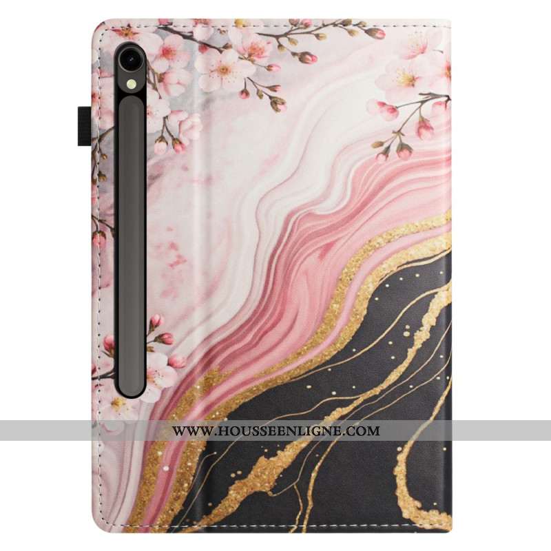 Étui Samsung Galaxy Tab S10 FE / S9 / S9 FE Motif Floral Marbre