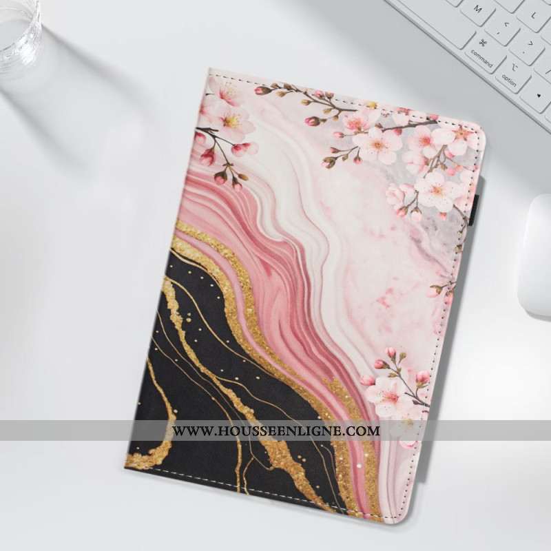 Étui Samsung Galaxy Tab S10 FE / S9 / S9 FE Motif Floral Marbre
