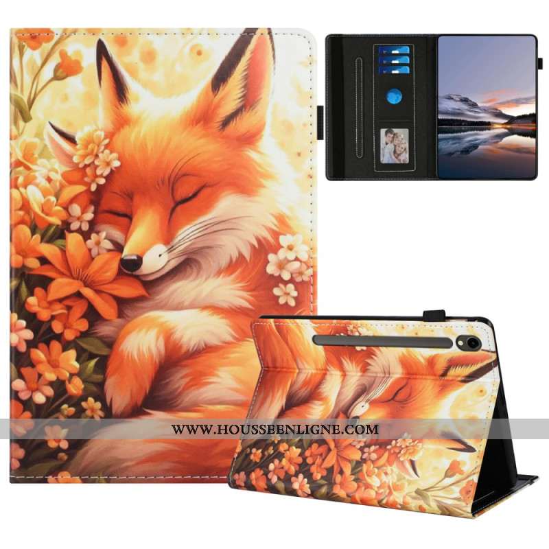 Étui Samsung Galaxy Tab S10 FE / S9 / S9 FE Renard fleuri
