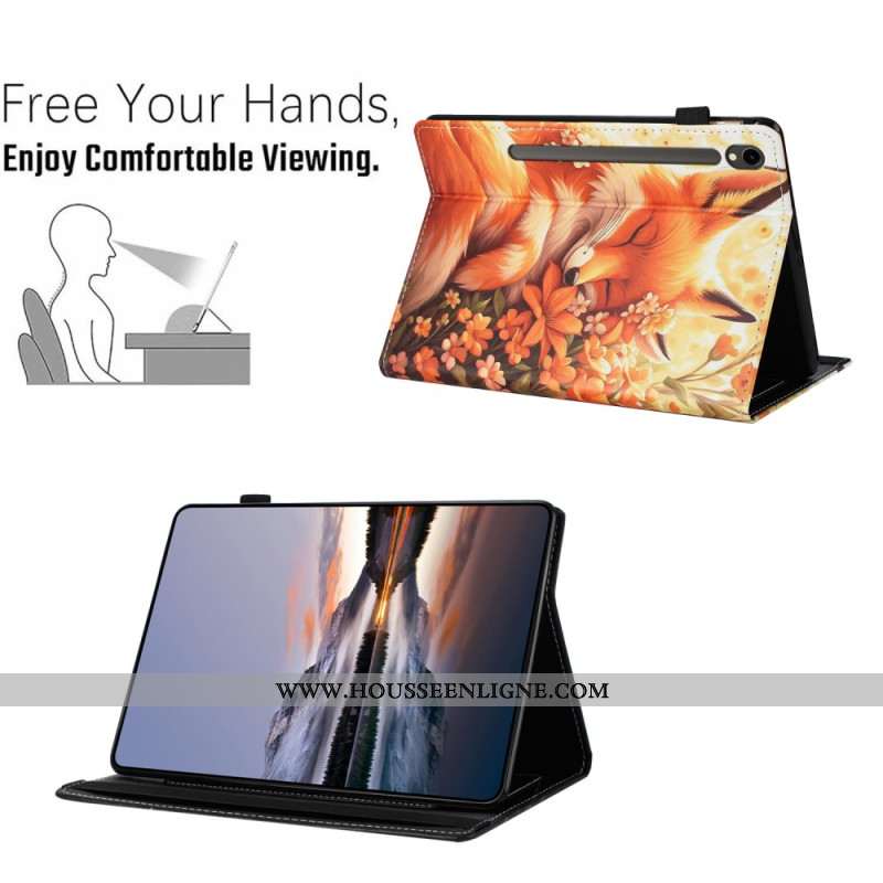 Étui Samsung Galaxy Tab S10 FE / S9 / S9 FE Renard fleuri