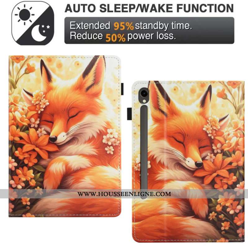 Étui Samsung Galaxy Tab S10 FE / S9 / S9 FE Renard fleuri