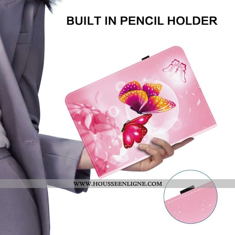 Étui Samsung Galaxy Tab S10 Plus / S9 FE Plus / S9 Plus Motif Papillon Rose