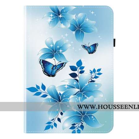 Étui Samsung Galaxy Tab S10 Plus / S9 FE Plus / S9 Plus Motif Papillons Bleus