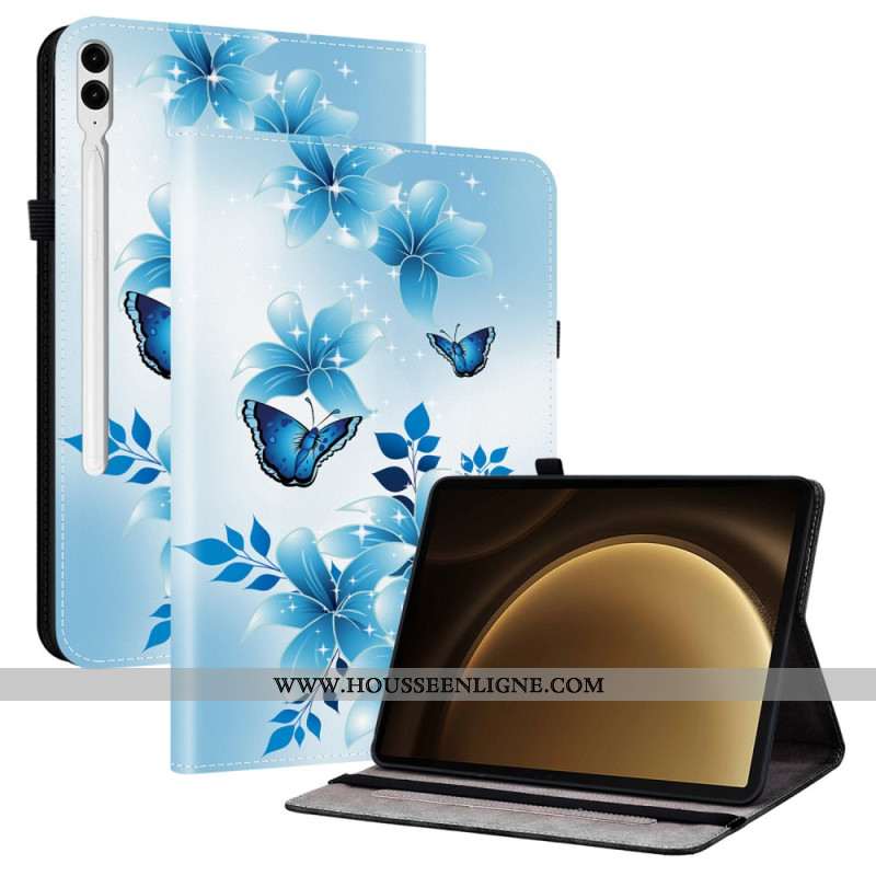 Étui Samsung Galaxy Tab S10 Plus / S9 FE Plus / S9 Plus Motif Papillons Bleus