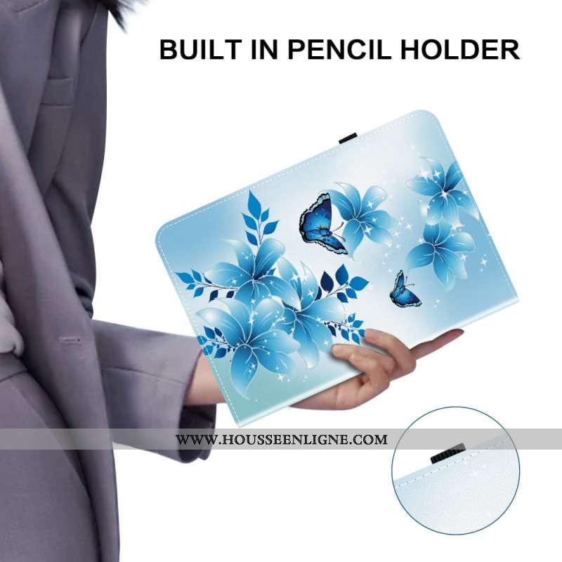 Étui Samsung Galaxy Tab S10 Plus / S9 FE Plus / S9 Plus Motif Papillons Bleus