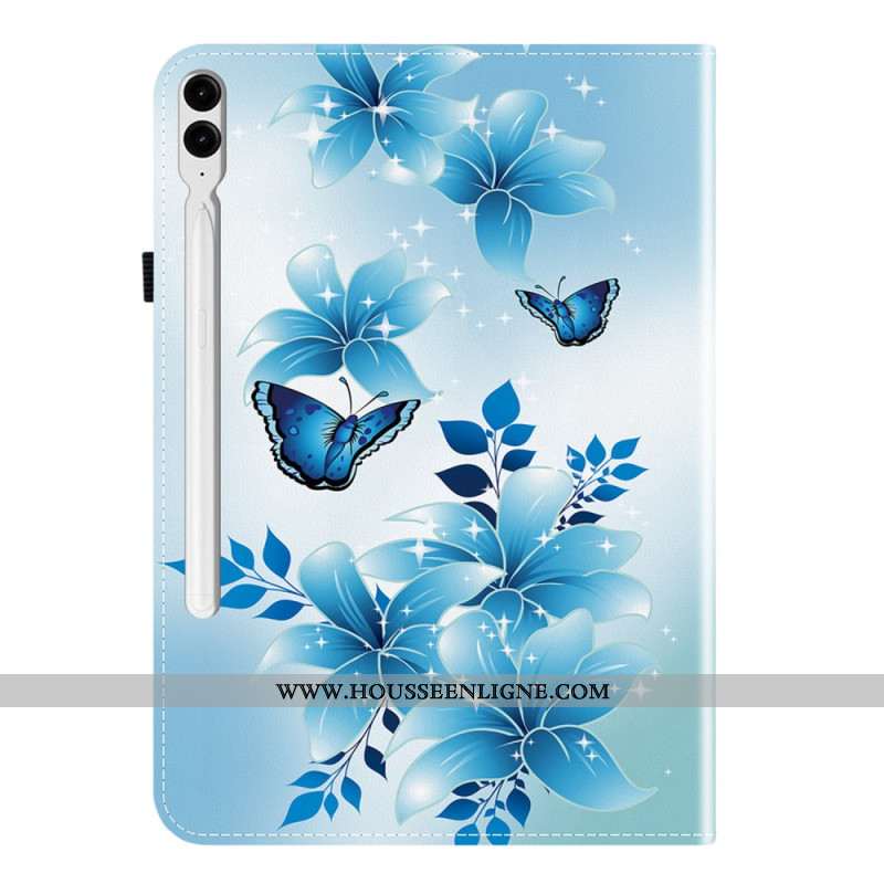 Étui Samsung Galaxy Tab S10 Plus / S9 FE Plus / S9 Plus Motif Papillons Bleus