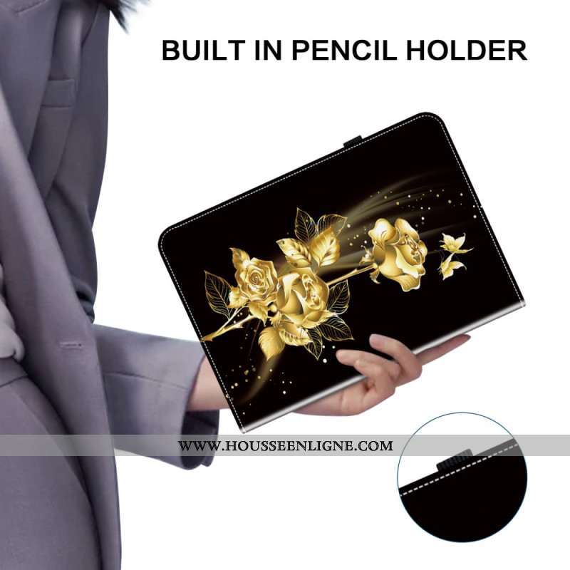 Étui Samsung Galaxy Tab S10 Plus / S9 FE Plus / S9 Plus Roses Dorées