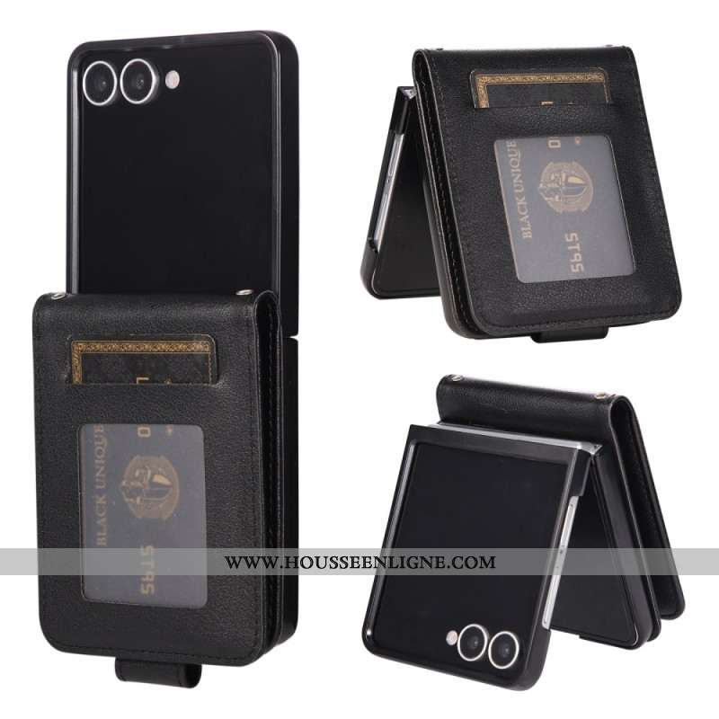 Étui Samsung Galaxy Z Flip 7 Porte-Cartes en Simili Cuir