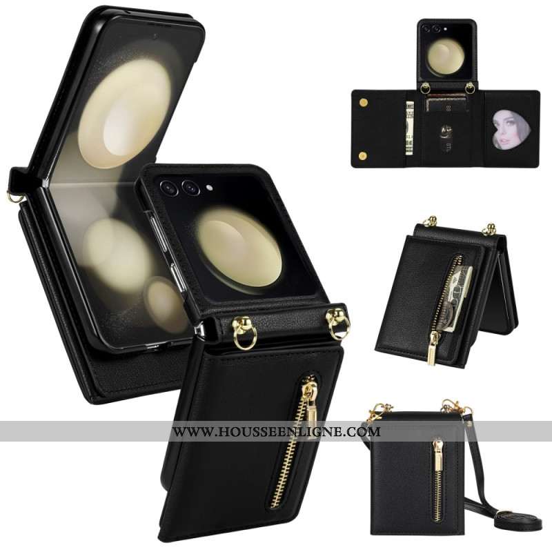 Étui Samsung Galaxy Z Flip 7 Portefeuille RFID et Bandoulière