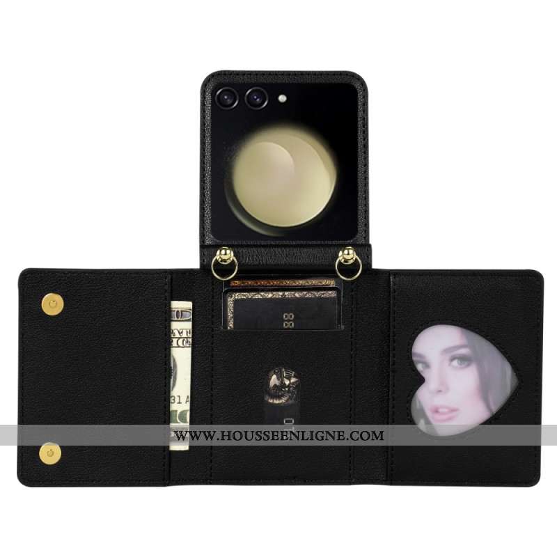 Étui Samsung Galaxy Z Flip 7 Portefeuille RFID et Bandoulière