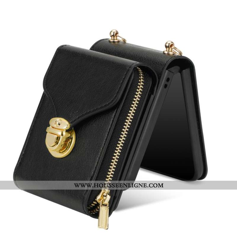 Étui Samsung Galaxy Z Flip 7 Portefeuille à Fermeture Éclair et Bandoulière