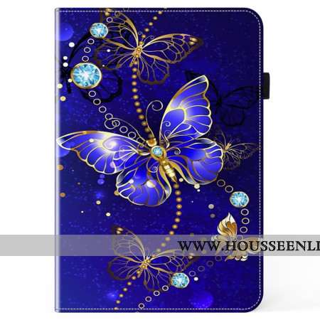 Étui Xiaomi Pad 7 / 7 Pro Papillons Bleus et Diamants