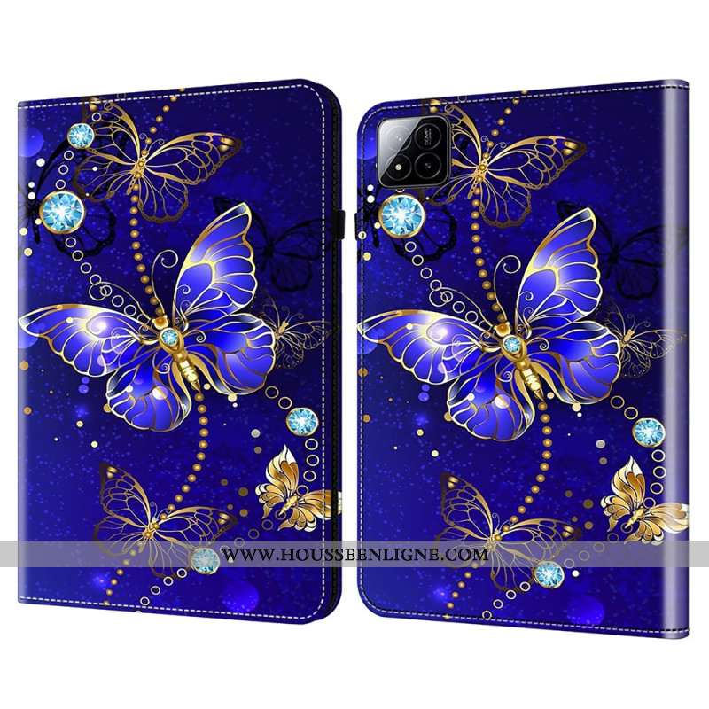 Étui Xiaomi Pad 7 / 7 Pro Papillons Bleus et Diamants