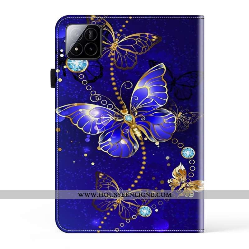 Étui Xiaomi Pad 7 / 7 Pro Papillons Bleus et Diamants