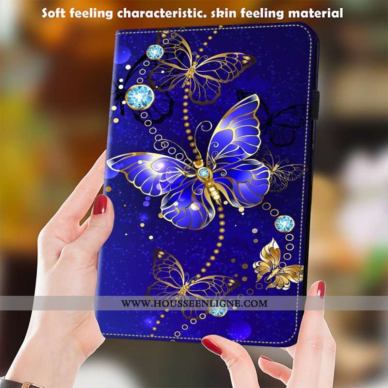Étui Xiaomi Pad 7 / 7 Pro Papillons Bleus et Diamants