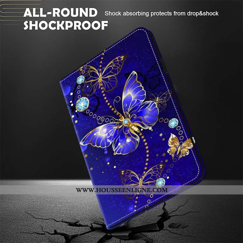 Étui Xiaomi Pad 7 / 7 Pro Papillons Bleus et Diamants