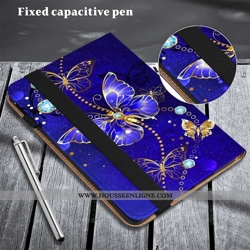 Étui Xiaomi Pad 7 / 7 Pro Papillons Bleus et Diamants