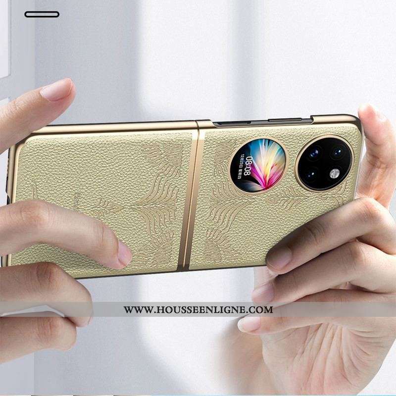 Coque Huawei P50 Pocket Simili Cuir Florale Rétro
