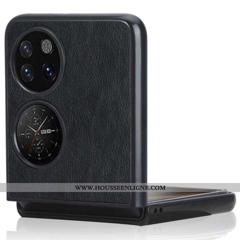 Coque Huawei P50 Pocket Simili Cuir Litchi