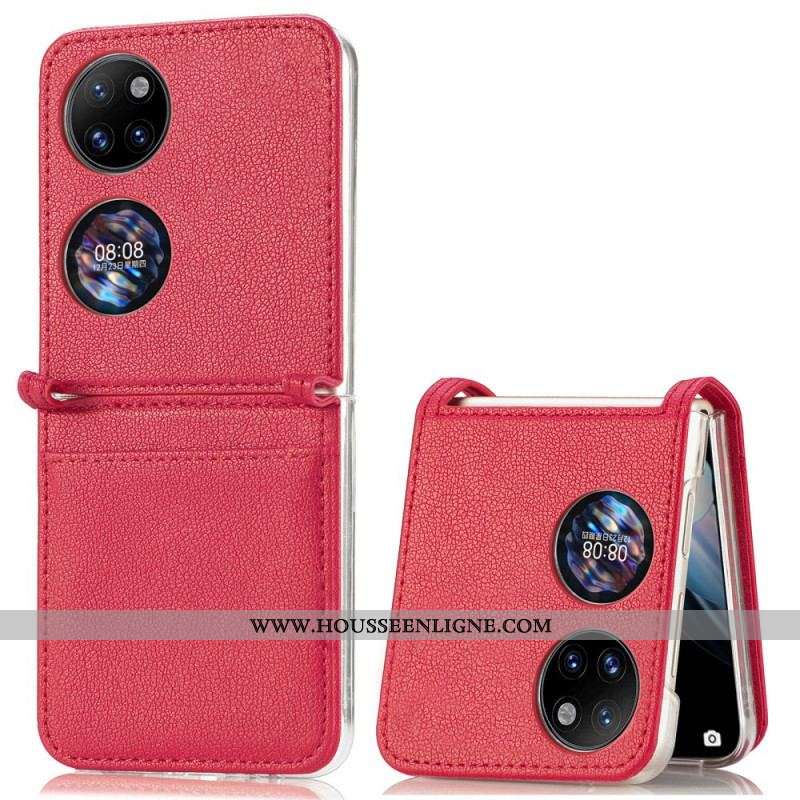 Coque Huawei P50 Pocket Texture Cuir Porte Carte