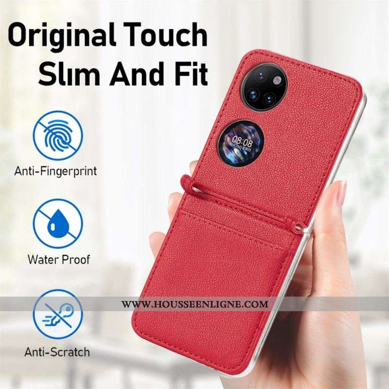 Coque Huawei P50 Pocket Texture Cuir Porte Carte