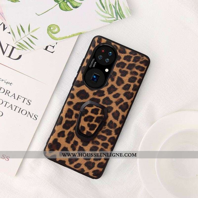 Coque Huawei P50 Pro Style Léopard Anneau-Support