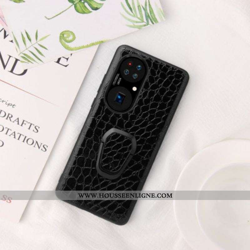 Coque Huawei P50 Style Crocodile Anneau-Support