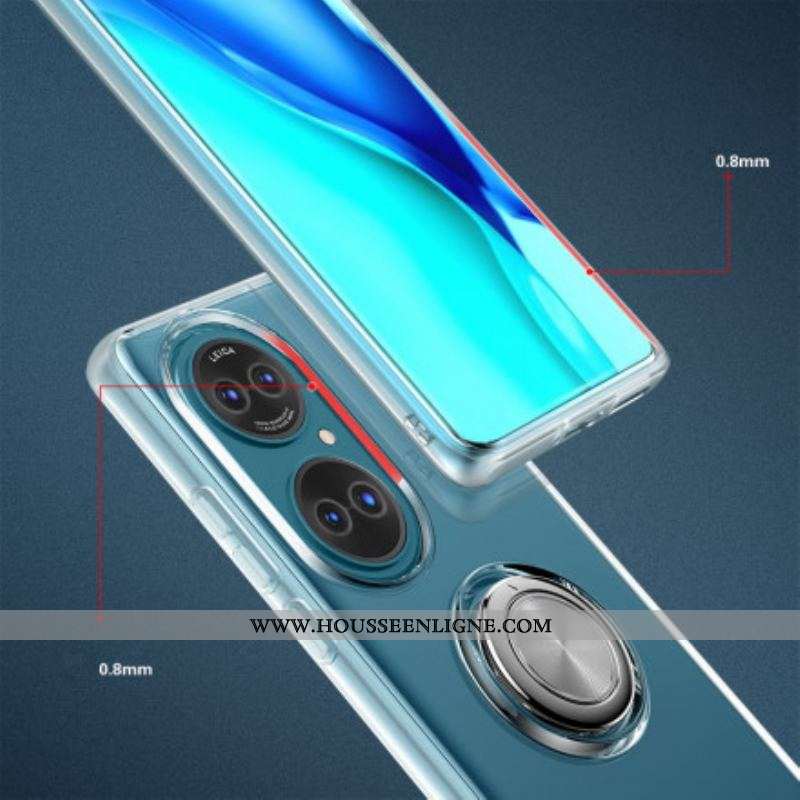 Coque Huawei P50 Transparente Simple Anneau Métal