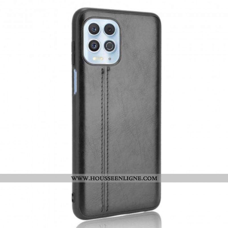 Coque Moto G100 Effet Cuir Couture