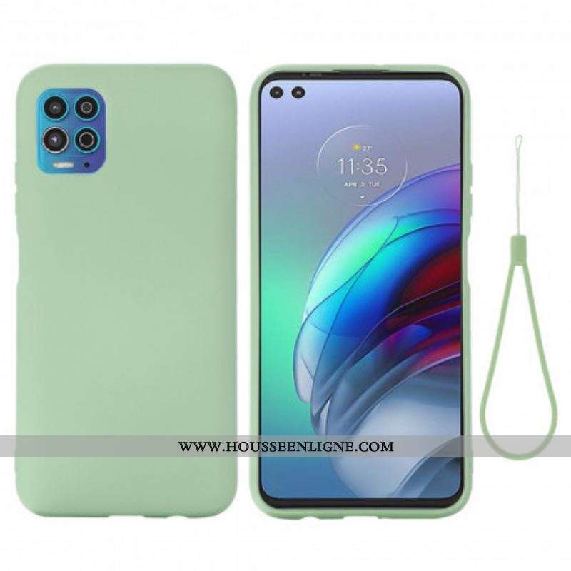 Coque Moto G100 Silicone Liquide avec Lanière
