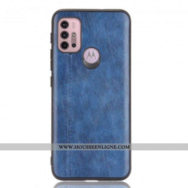 Coque Moto G30 / Moto G10 Effet Cuir Couture