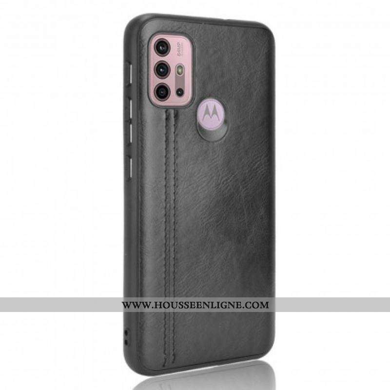 Coque Moto G30 / Moto G10 Effet Cuir Couture