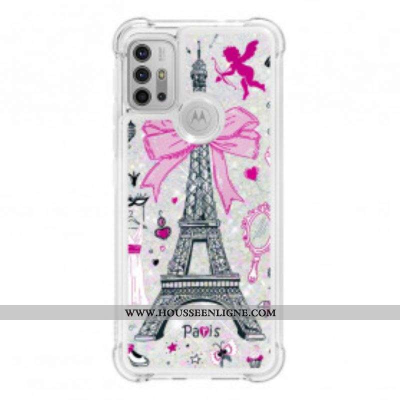 Coque Moto G30 / Moto G10 La Tour Eiffel Paillettes