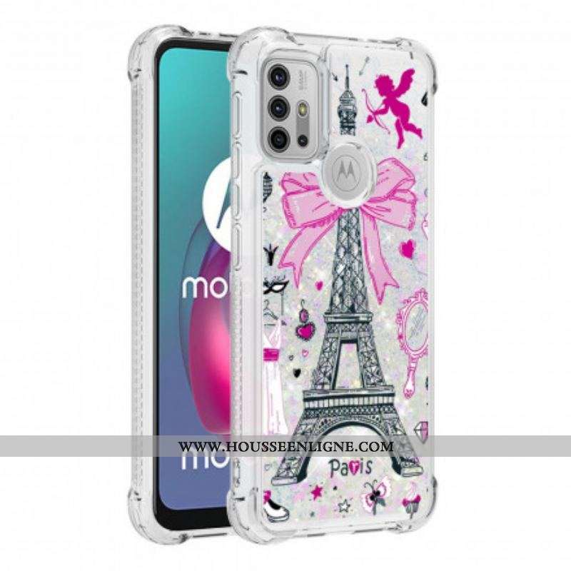 Coque Moto G30 / Moto G10 La Tour Eiffel Paillettes