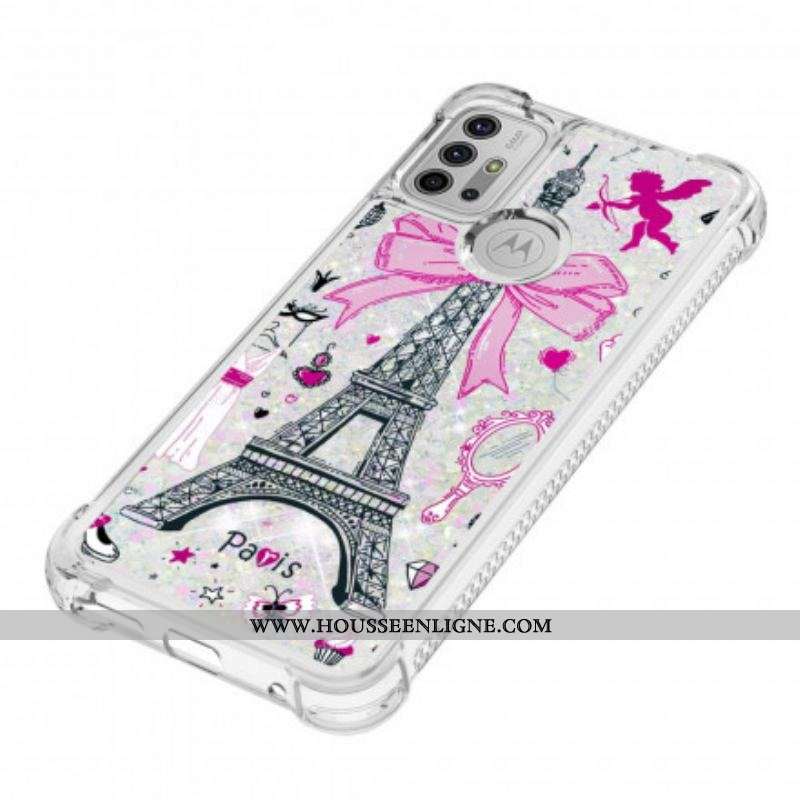 Coque Moto G30 / Moto G10 La Tour Eiffel Paillettes