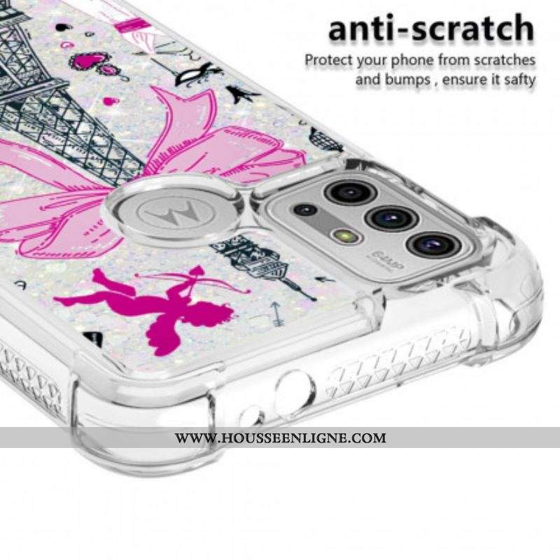 Coque Moto G30 / Moto G10 La Tour Eiffel Paillettes