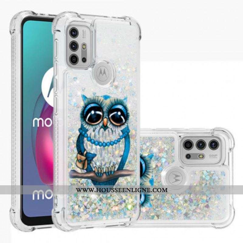 Coque Moto G30 / Moto G10 Miss Hibou Paillettes