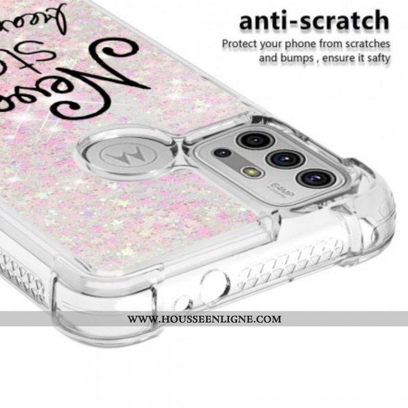 Coque Moto G30 / Moto G10 Never Stop Dreaming Paillettes